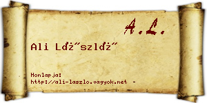 Ali László névjegykártya